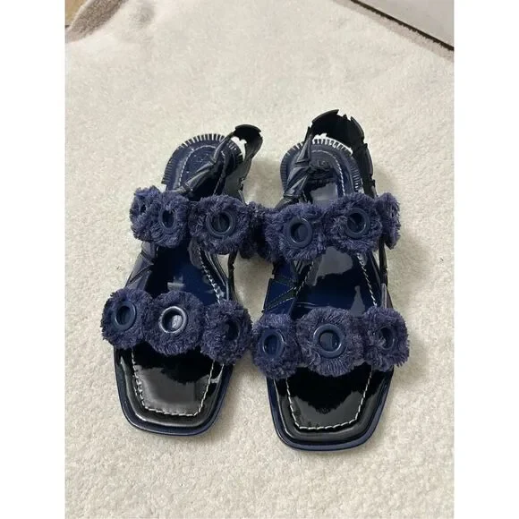 Tory Burch Freya Eyelet navy blue Sandals size 8.5 - Picture 2 of 7